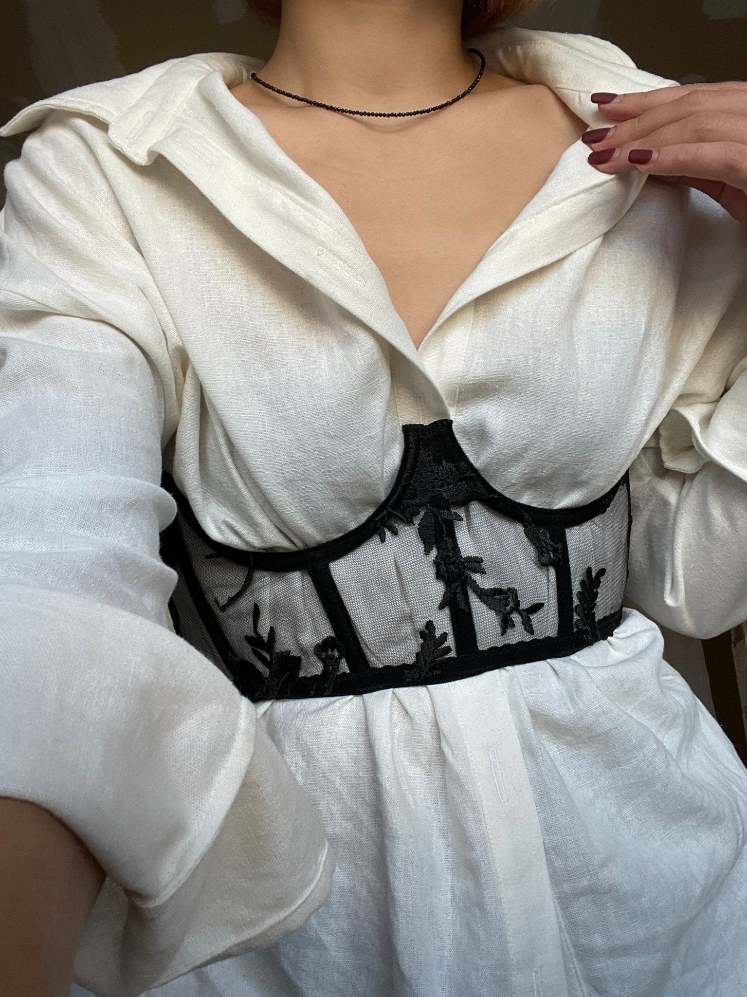 Black floral corset - Pastel Artwear